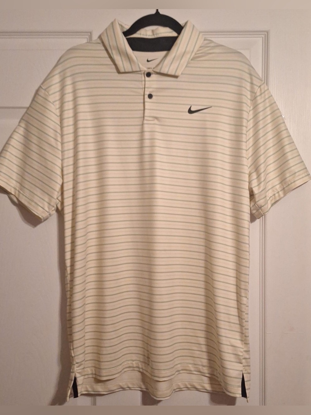Nike Dri-FIT Mens Large Short Sleeve Vented Collared Striped Polo Shirt